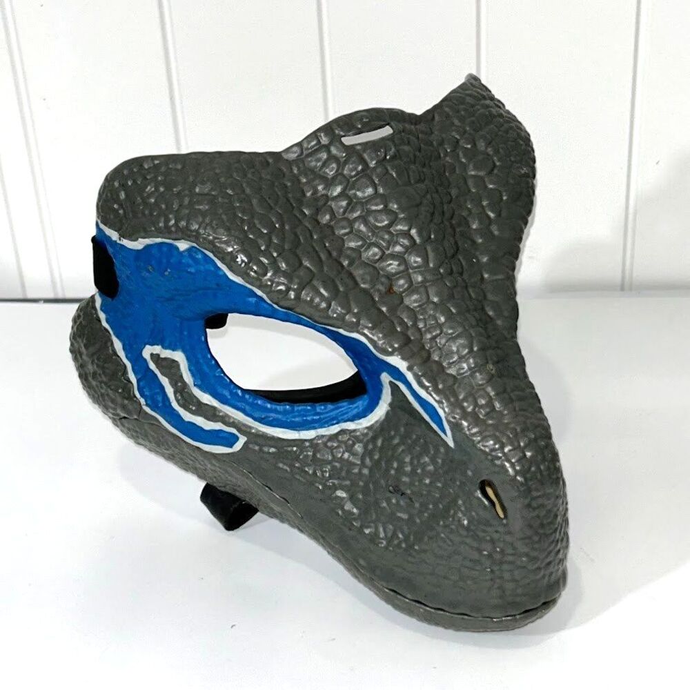 Jurassic World Velociraptor BLUE Dinosaur Halloween Mask Working Jaw Mattel